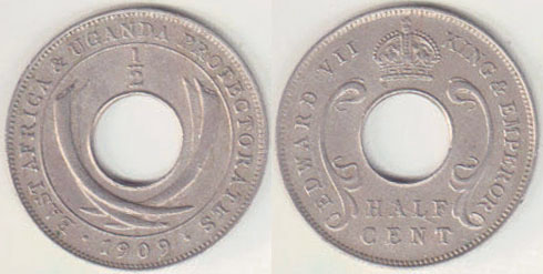 1909 East Africa & Uganda Half Cent A005693